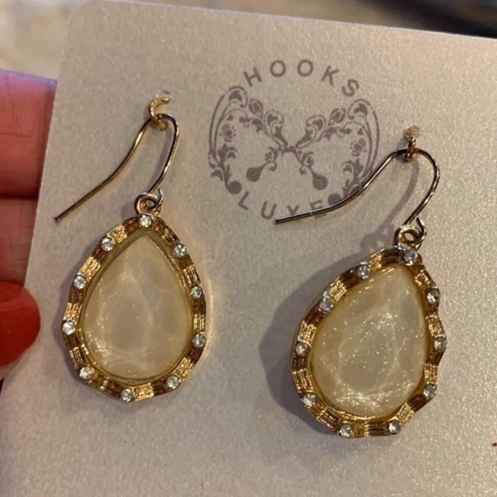 Earrings Creamy Dangling soft shimmering Gold sparkle earrings